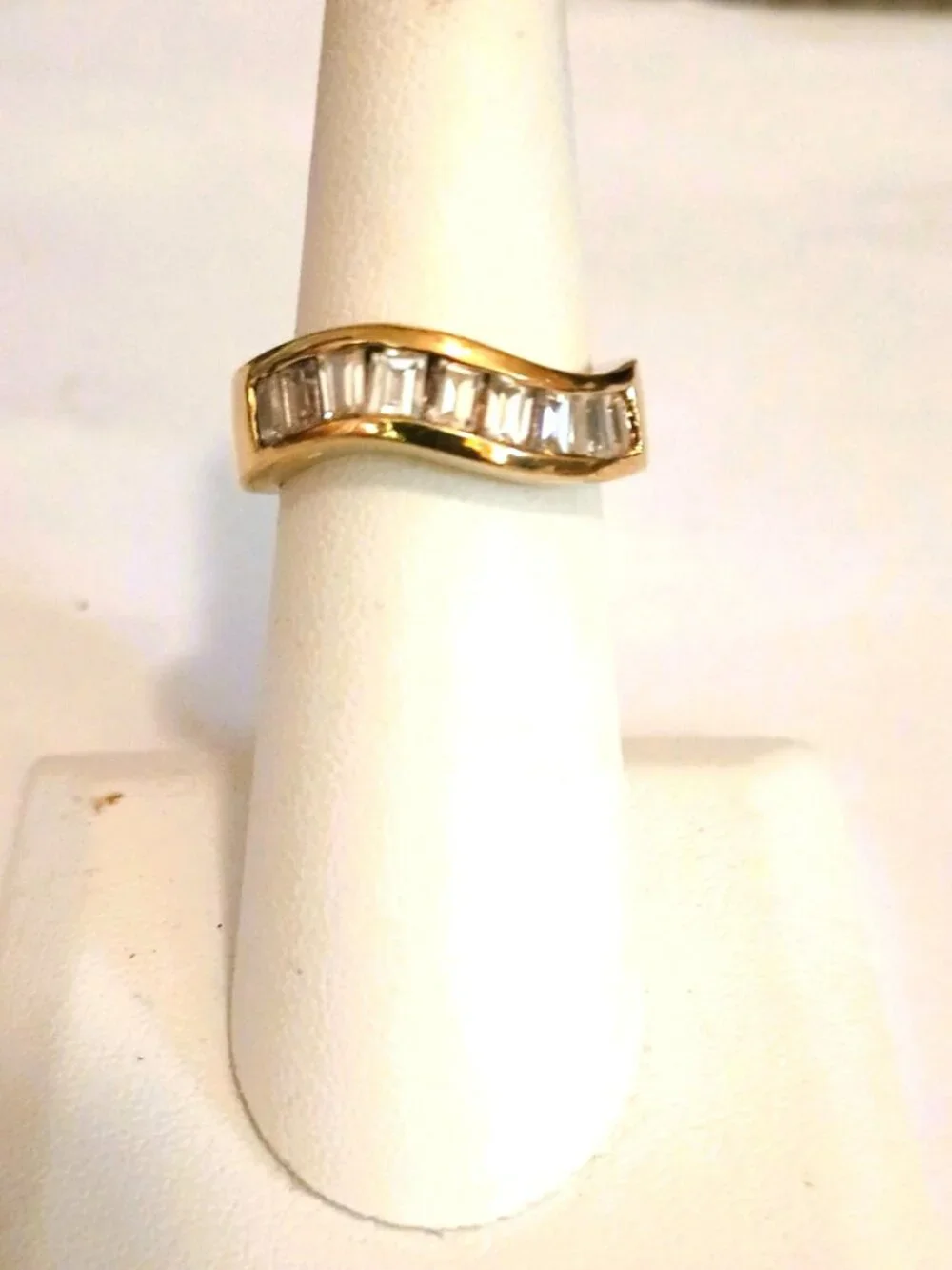 925 Tapered CZ Baguette Band 6 Curved Sterling Silver Ring